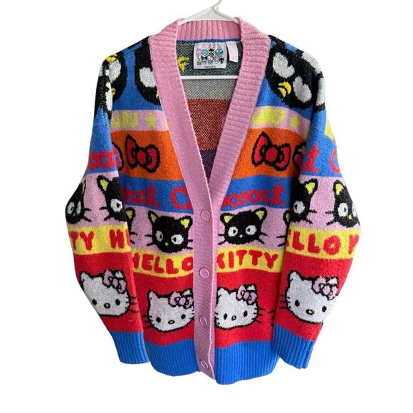 Rare Hello Kitty & Friends x Forever 21 Cardigan Sweater Small AOP Classic Boho - Picture 1 of 8